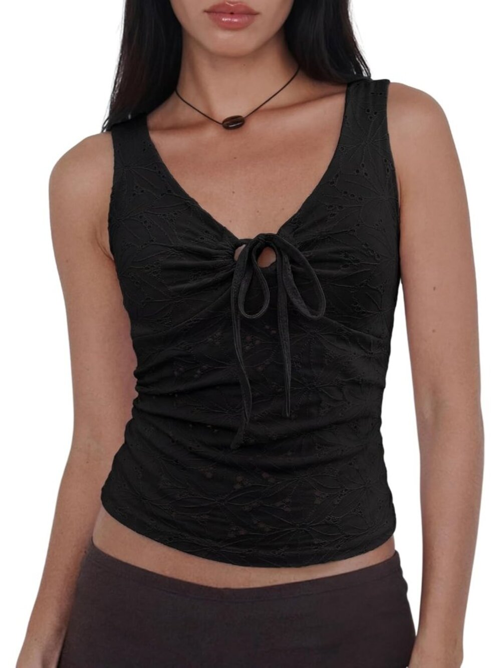 Women's black Deep V Neck Crop Tops Sleeveless Spaghetti Strap Tank  Shirts